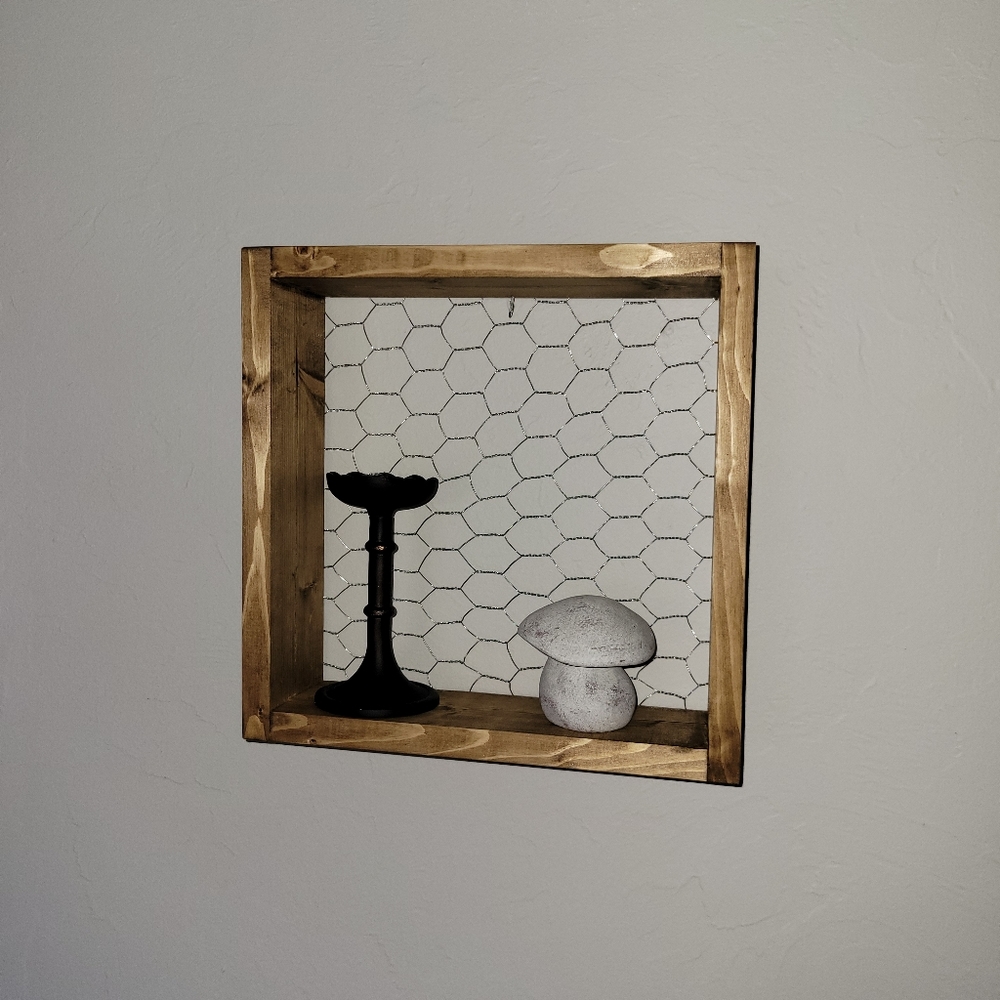 Handmade Farmhouse Chicken Wire Hanging Shadow Boxes 12x12 (Pair) - Picture 3 of 5